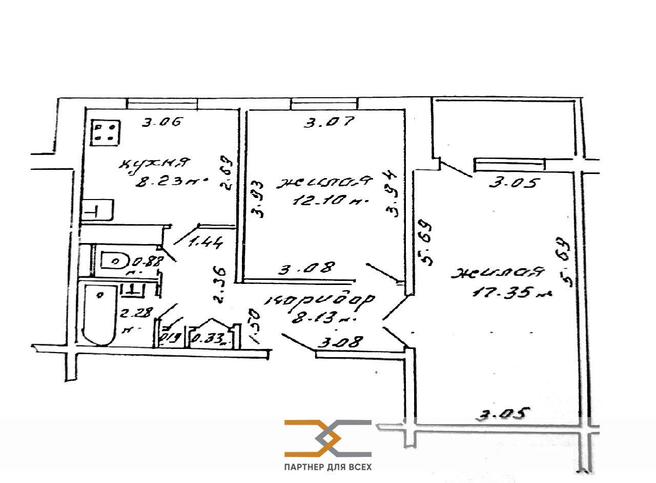 2 room apartment 50 m² Minsk, Belarus