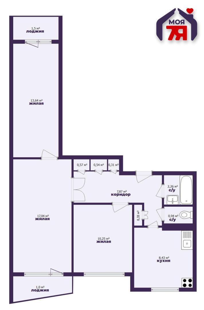 3 room apartment 62 m² Salihorsk, Belarus