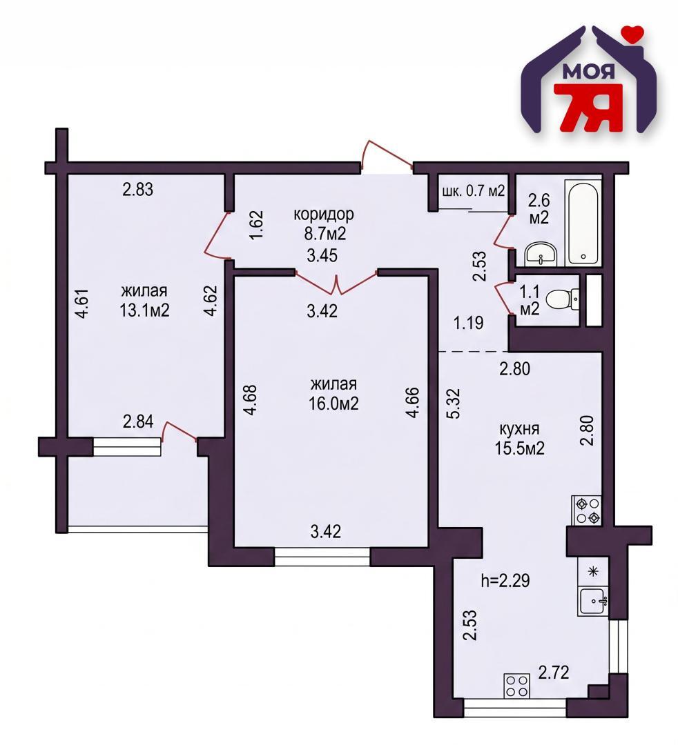 Appartement 2 chambres 58 m² Minsk, Bélarus