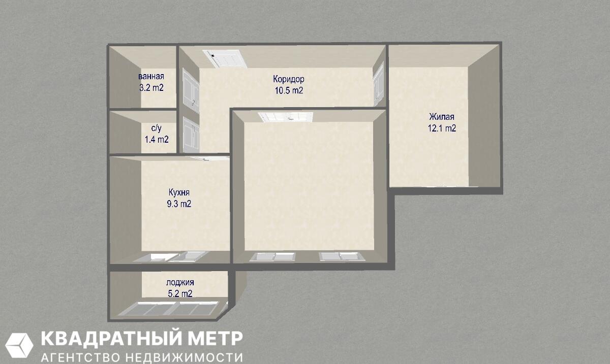 2 room apartment 55 m² Minsk, Belarus