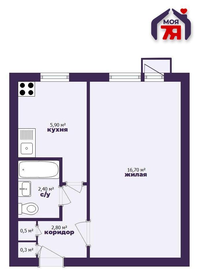 1 room apartment 29 m² Salihorsk, Belarus