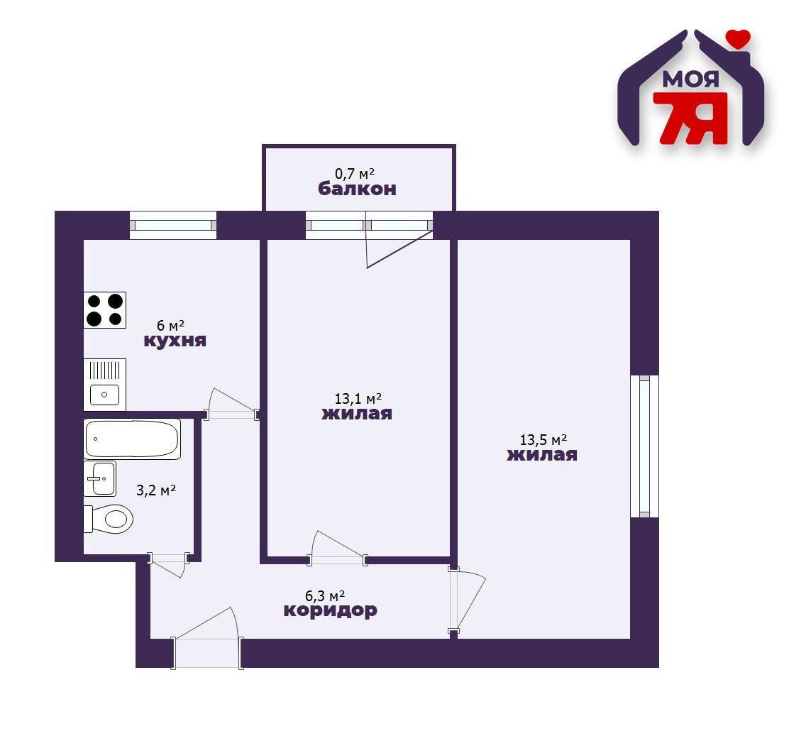 2 room apartment 42 m² Maladzyechna, Belarus