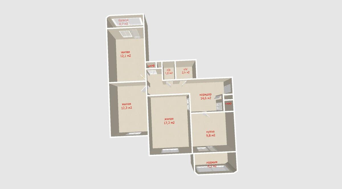 3 room apartment 77 m² Zhodzina, Belarus