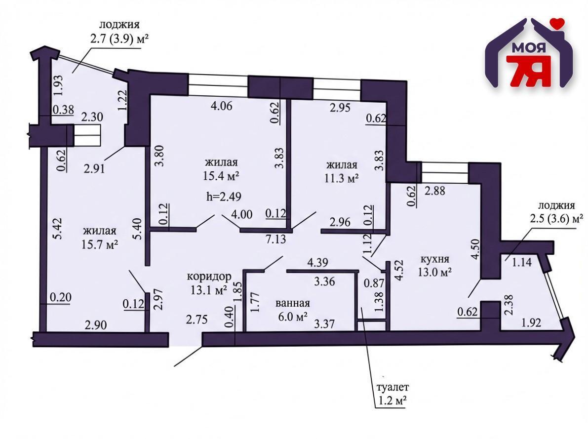 3 room apartment 76 m² Salihorsk, Belarus