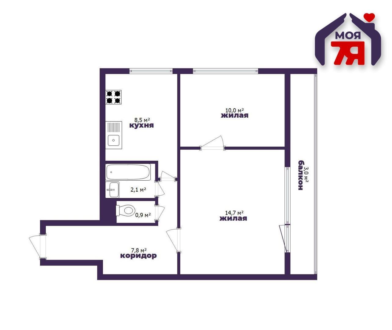 Mieszkanie 2 pokoi 44 m² Soligorsk, Białoruś