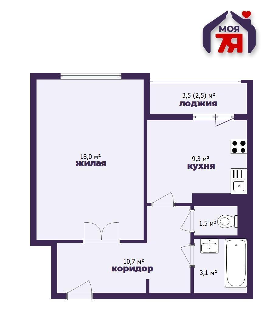 1 room apartment 45 m² Minsk, Belarus