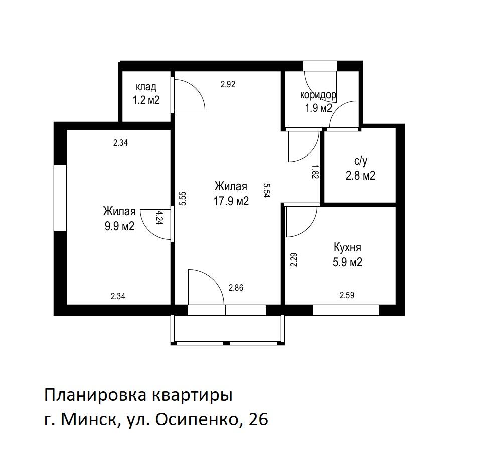 Wohnung 2 zimmer 40 m² Minsk, Belarus