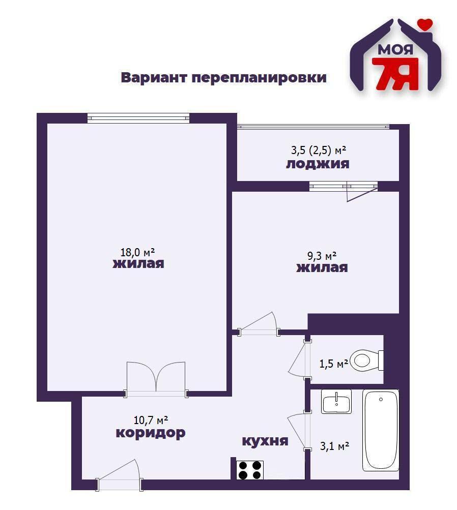 1 room apartment 45 m² Minsk, Belarus