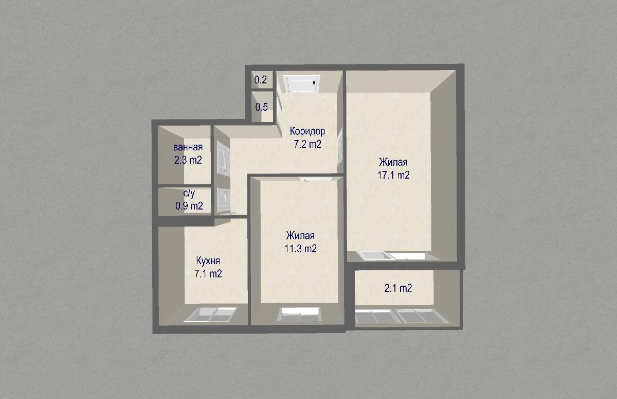 2 room apartment 47 m² Minsk, Belarus