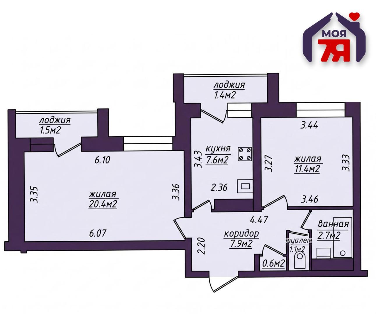 Wohnung 2 zimmer 55 m² Minsk, Belarus