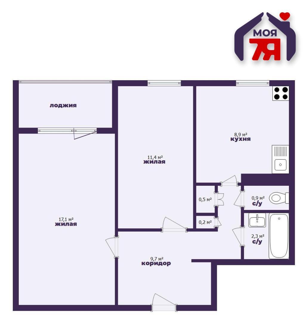 Квартира 2 комнаты 51 м² Минск, Беларусь