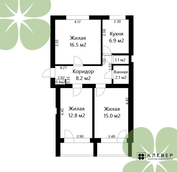  63м.кв., комнат 3, г. Жлобин (Ленинградская ул., 2)