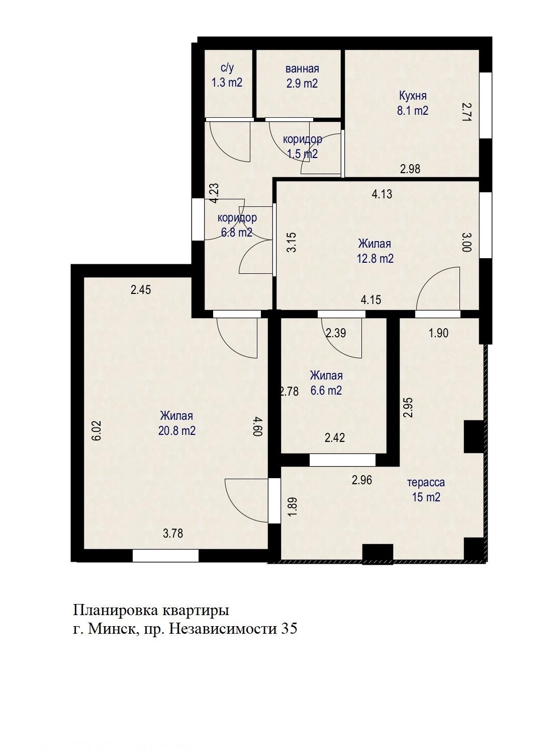 Квартира 3 комнаты 76 м² Минск, Беларусь