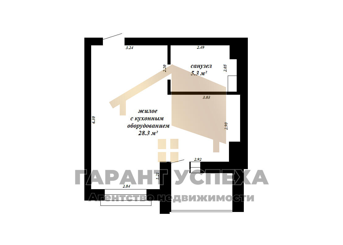 1 room apartment 36 m² Muchaviecki sielski Saviet, Belarus