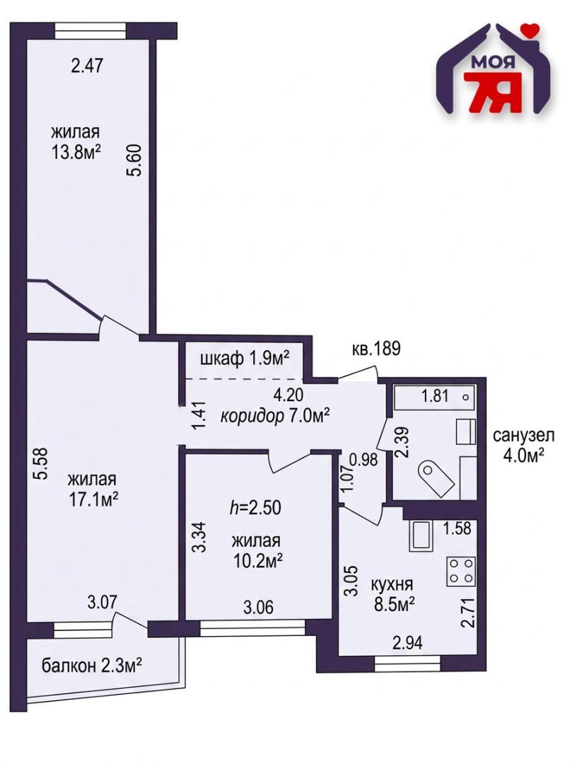 Apartamento 3 habitaciones 63 m² Saligorsk, Belarús