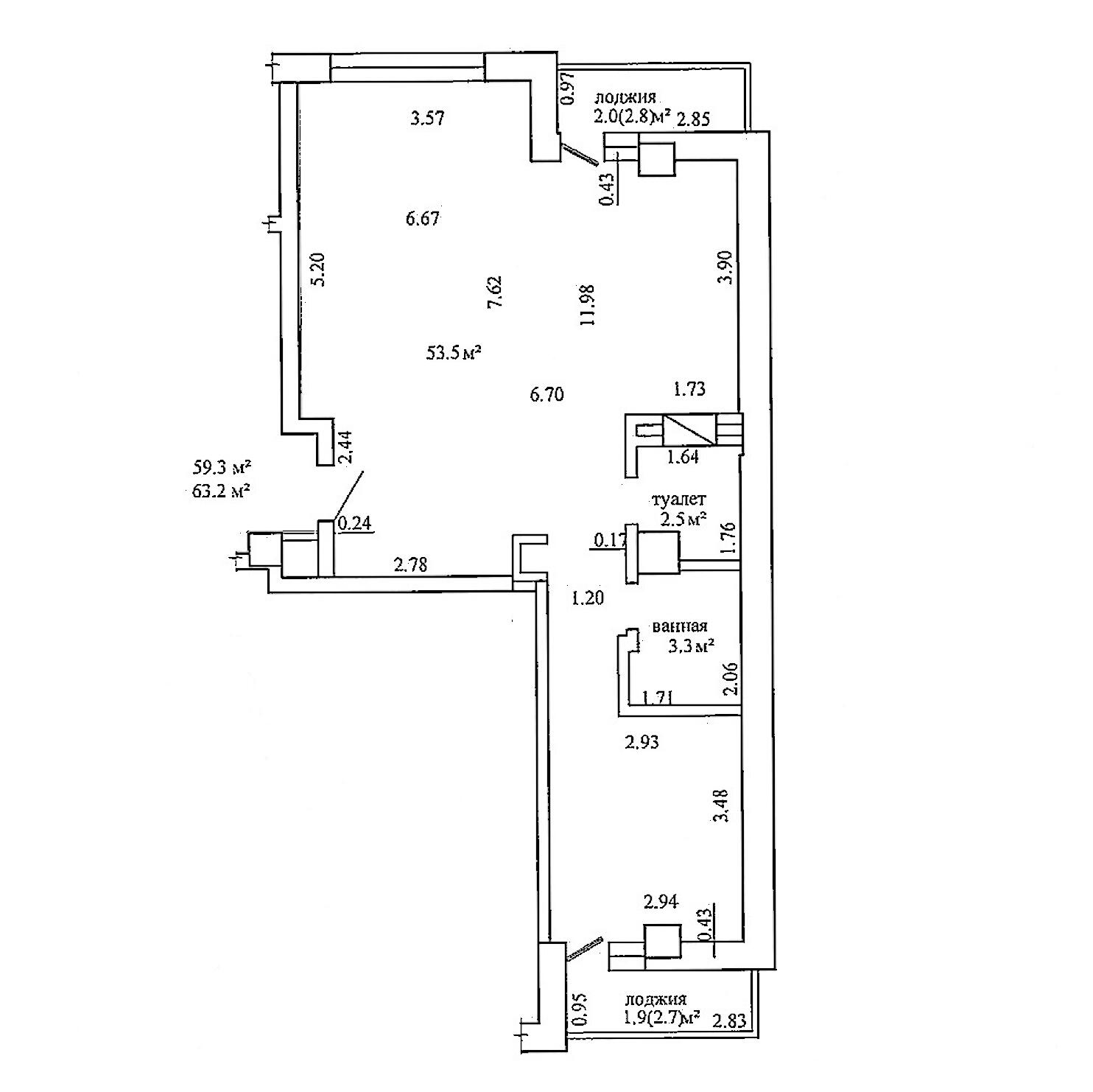 2 room apartment 63 m² Minsk, Belarus