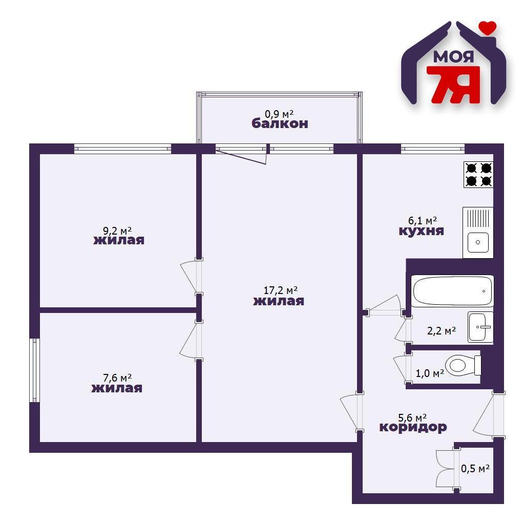 Appartement 3 chambres 49 m² Salihorsk, Bélarus