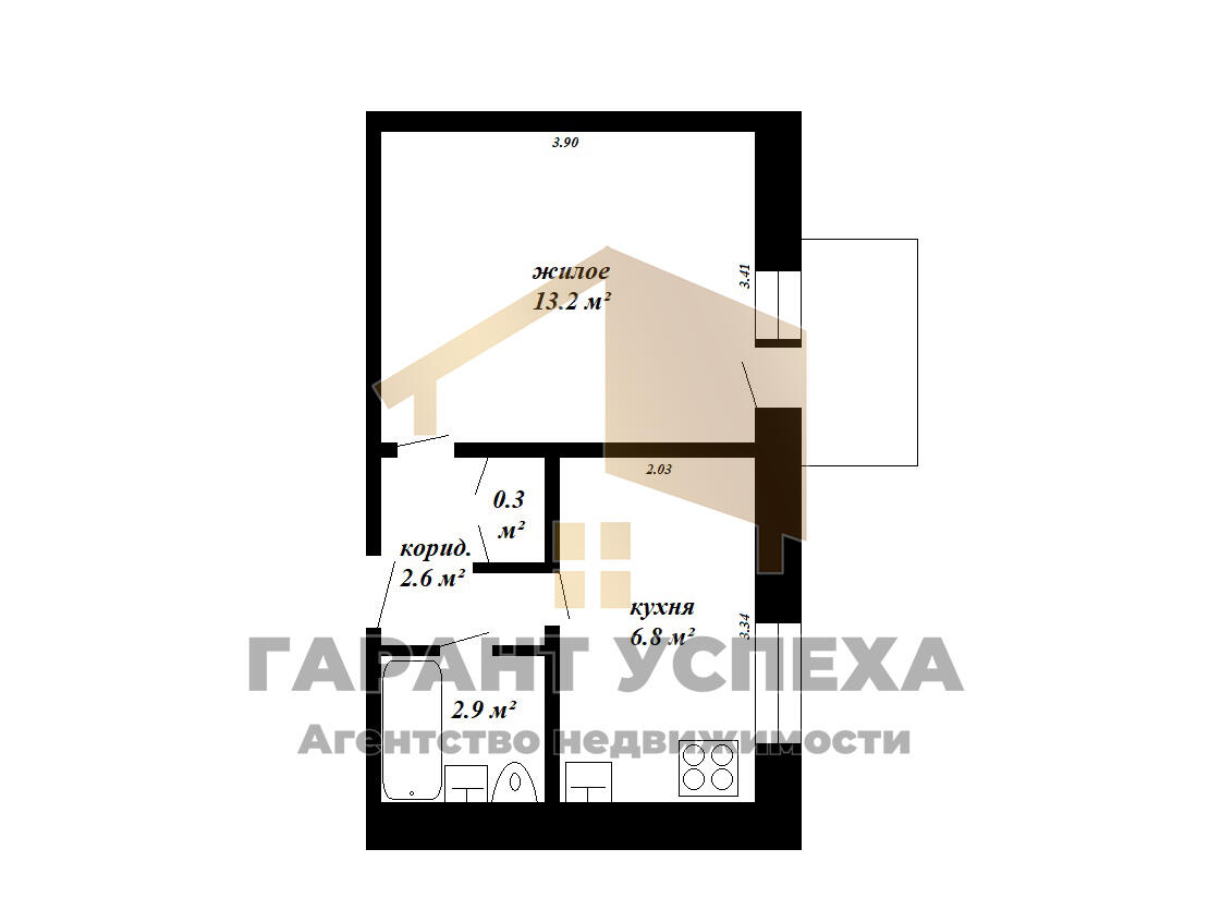 1 room apartment 27 m² Brest, Belarus