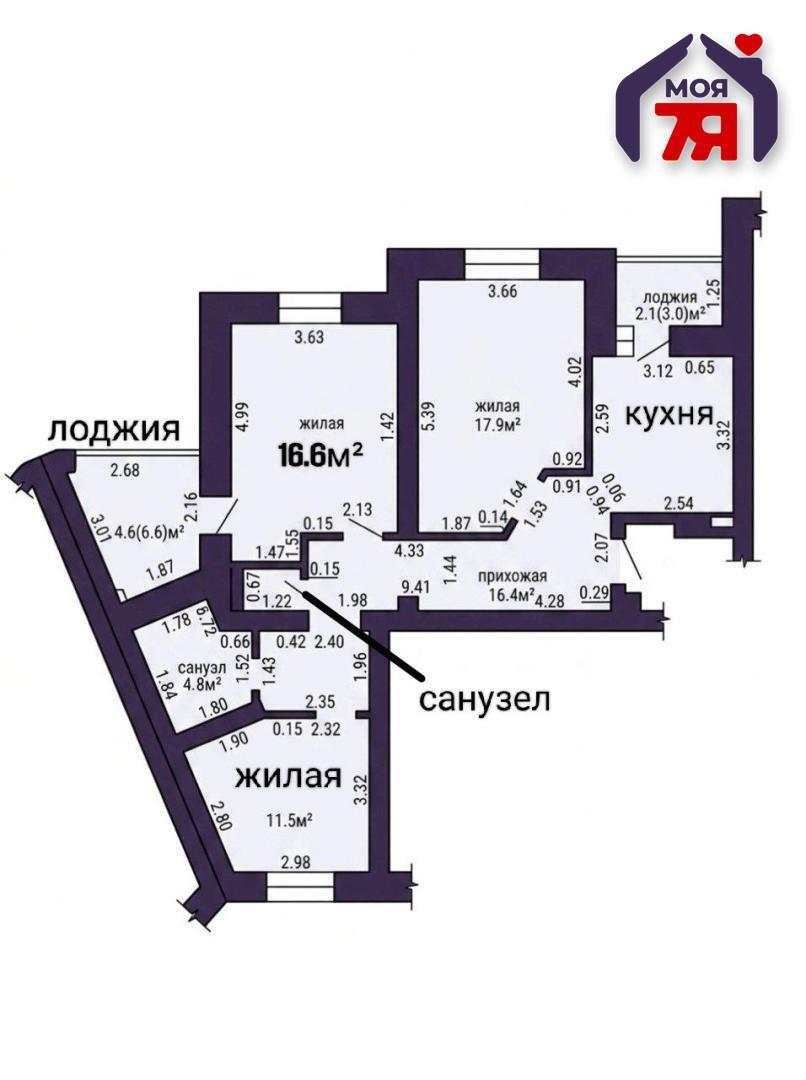 3 room apartment 79 m² Fanipal, Belarus