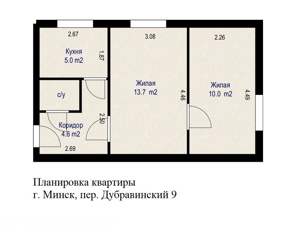 2 room apartment 35 m² Minsk, Belarus