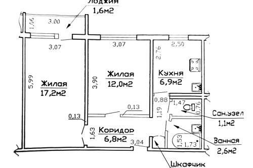 2-комнатная квартира, Гомель (фото 1)