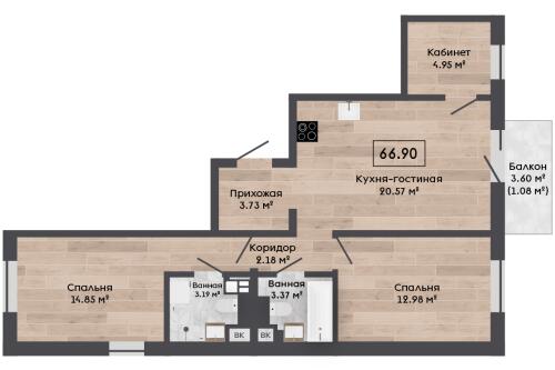 3-комнатная квартира, Колодищи (фото 2)